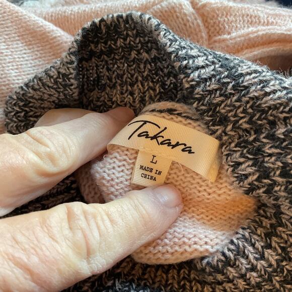 NWT Takara Pink Multi Color Striped Long Sleeve Boxy Sweater L - Picture 4 of 7